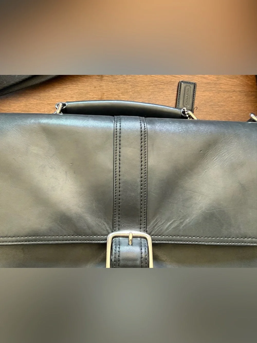 Coach Vintage Y2K Black Leather Thompson Briefcase Messenger Bag - Style F70096